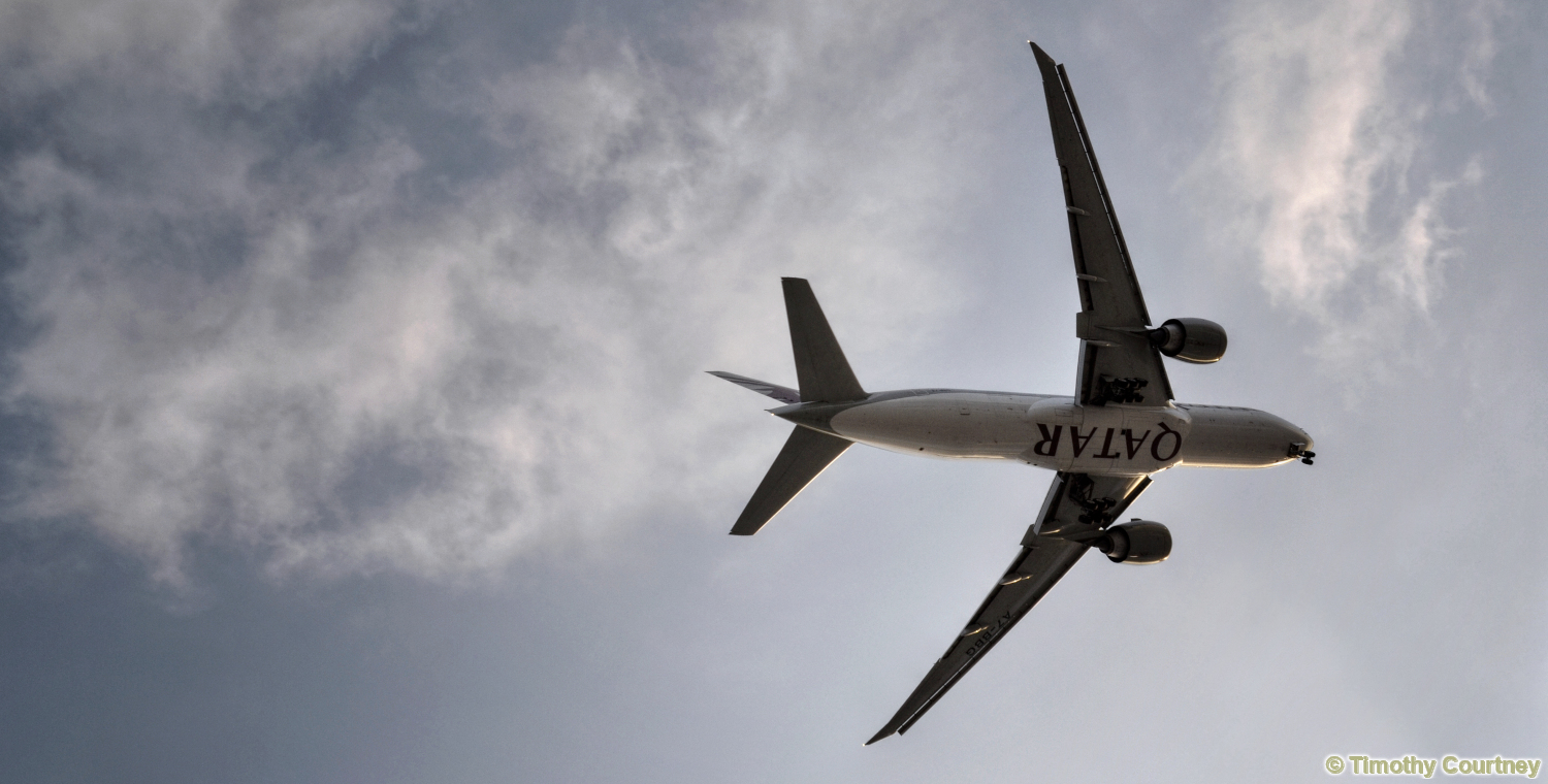A Qatar Airways flight departs from Houston Texas