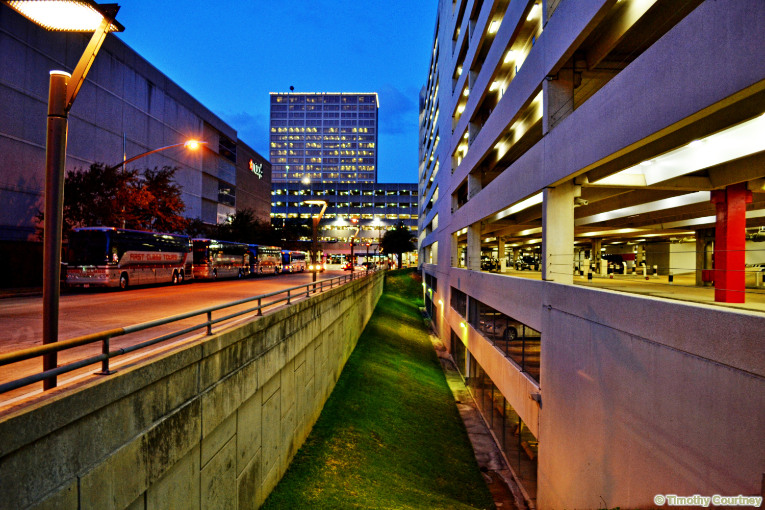 Tour buses line up along Macys outside the Galleria Mall in Houston