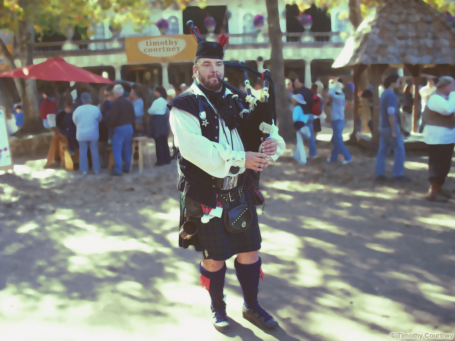 Bagpipe performer plays music live in Texas