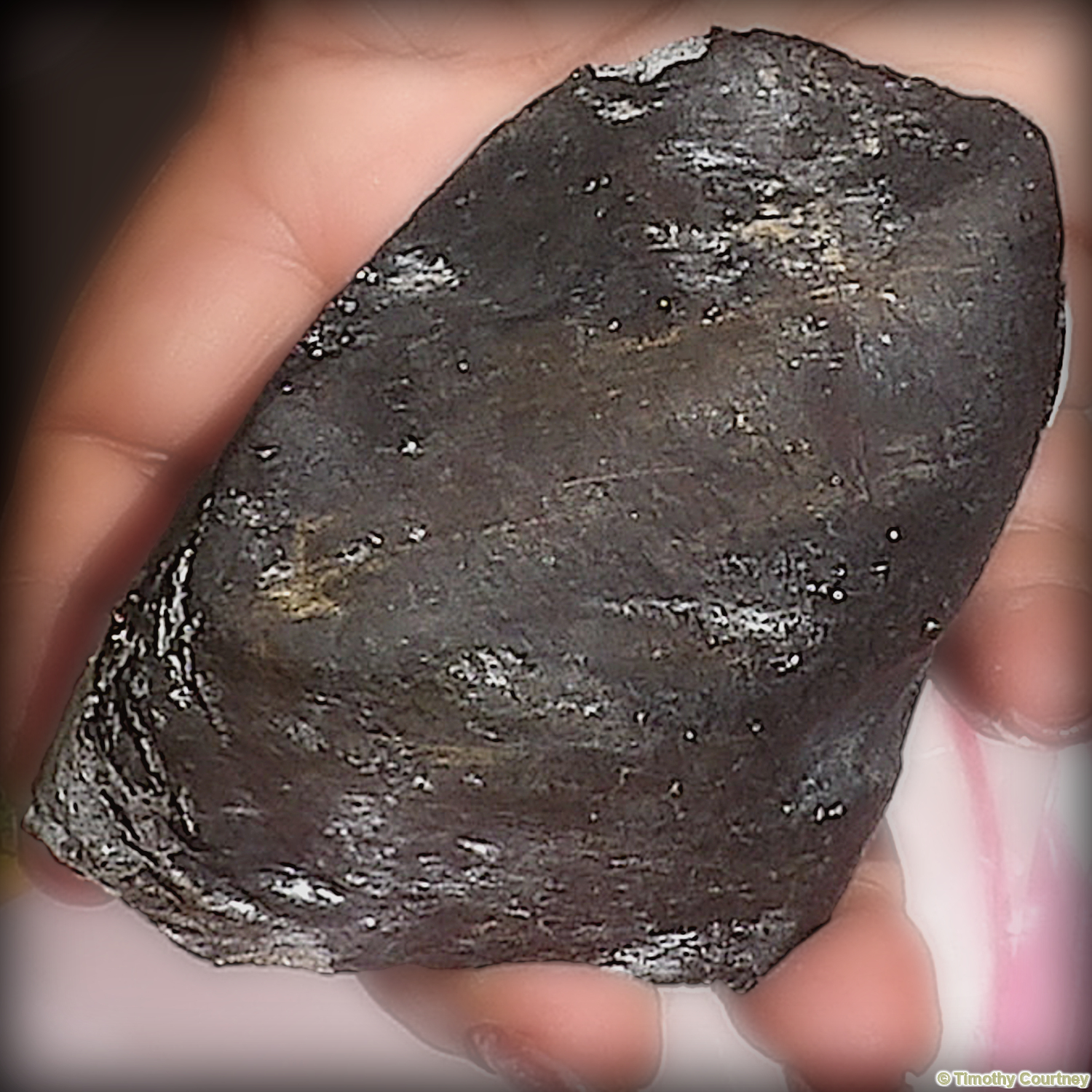 This is a closeup photo of the meteorite that crashed through a suburban homes roof in Houston, Texas on March 21, 2026.