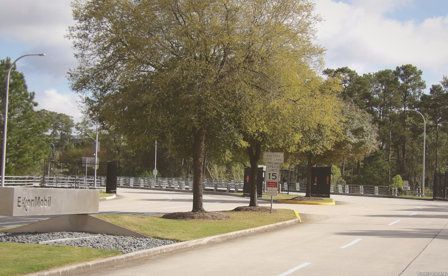 This is the final main entrance the ExxonMobil headquarters north of Houston.