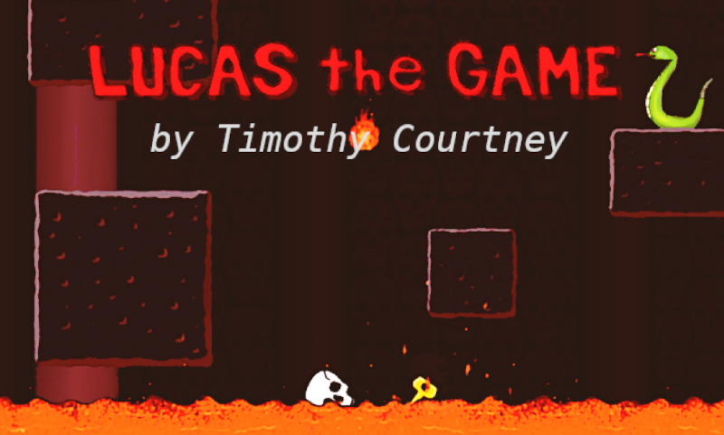 In this title cover of Lucas the Game by Timothy Courtney, a hot lava scene is depicted.