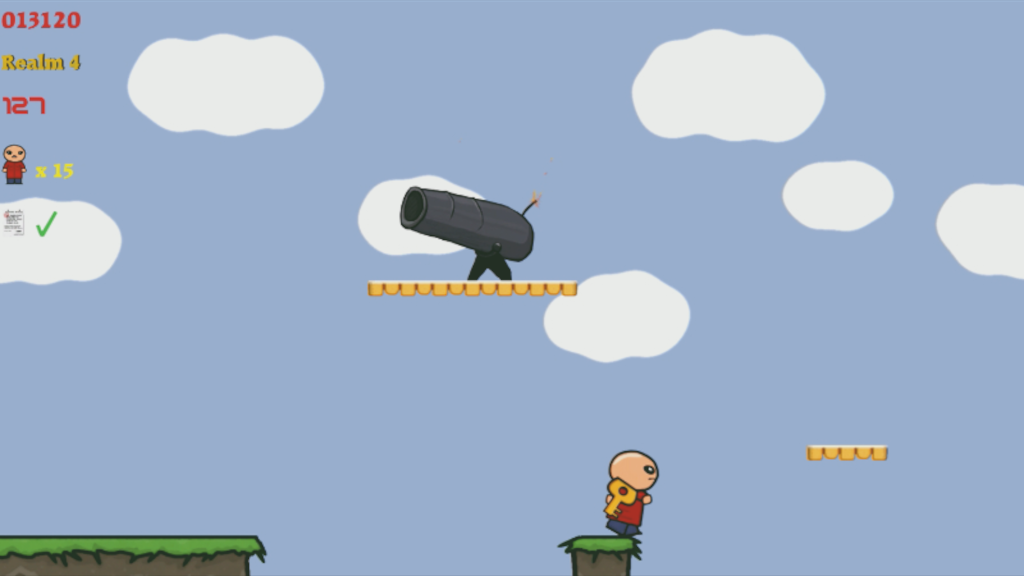 Character Lucas is jumping the gaps in the Canons Level