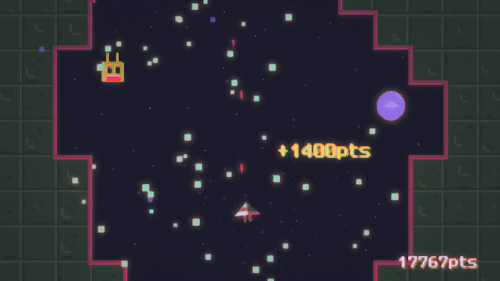 The player controlling a spaceship in Space Ace Assassin has scored points for shooting enemies.