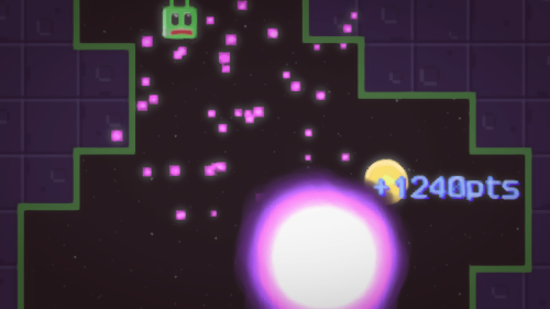 In the game Space Ace Assassin, the player spaceship has exploded in a tunnel.